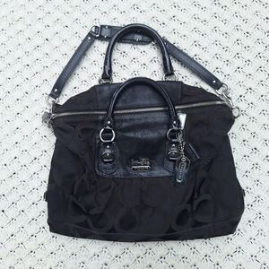 Coach Madison Satchel M0849-12943 Tote Shoulder Purse Bag Black Monogram